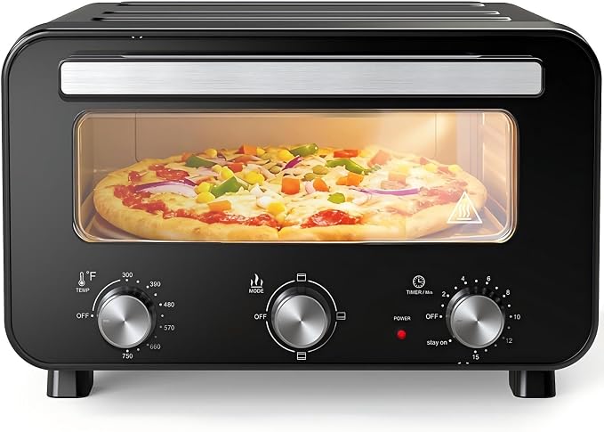 DUMOS Pizza Oven Indoor, 1600W Electric Pizza Maker Fast Heating,
