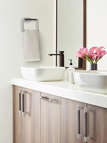 Vista 129 de Amerock BH26615PNBBZ Toallero de níquel pulido/champán dorado Toallero de 24 pulgadas (24.016 in) Esquire Toallero de baño Accesorios