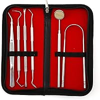 Vista 1 de Herramientas dentales, juego de herramientas de limpieza de dientes con estuche, púa dental, raspador dental, espejo dental, removedor de placa