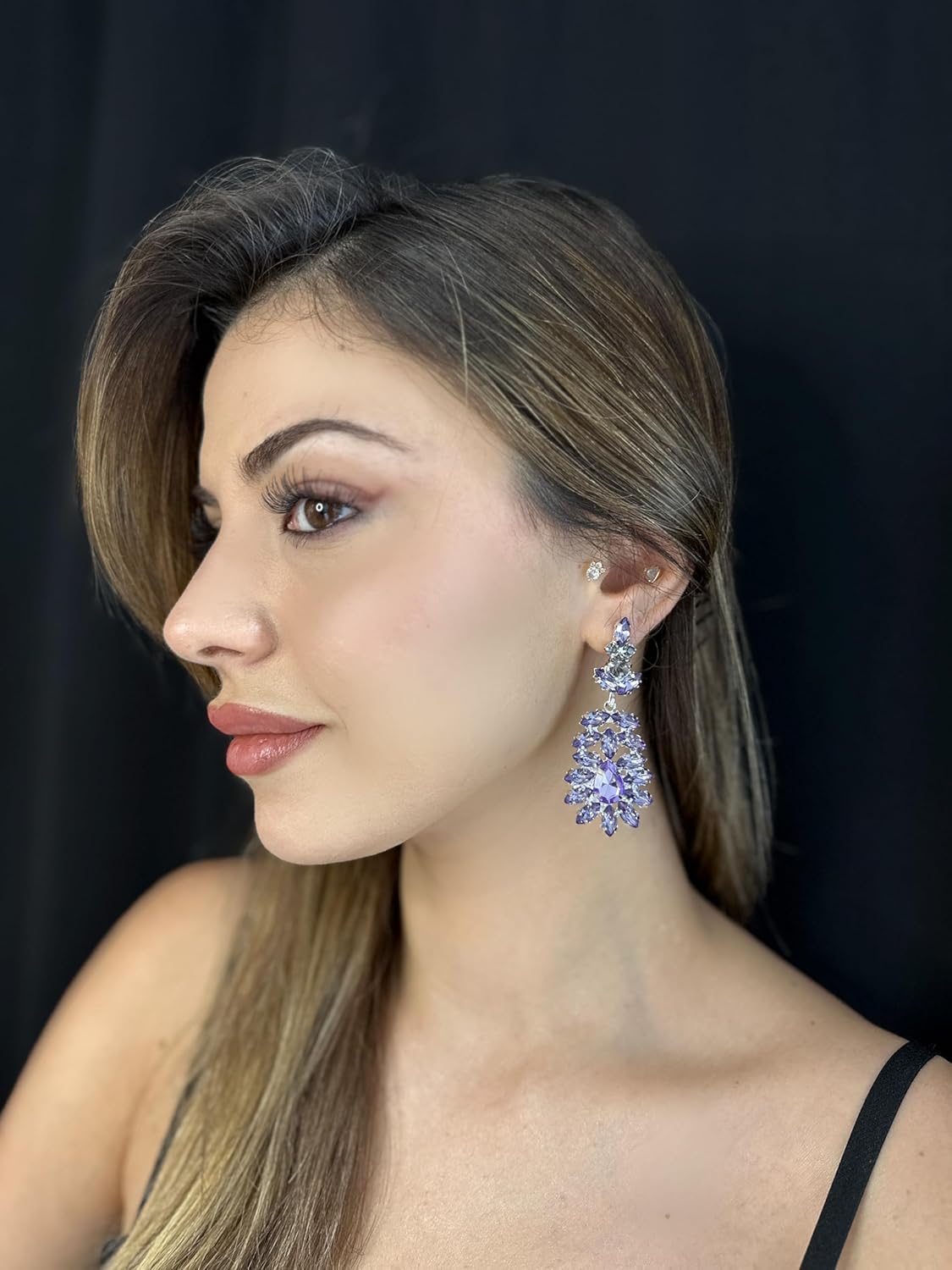 Women's Rhinestone Crystal Wedding Dangle Drop Earrings - 2.36"H x 0.98" W Teardrop Rhinestone Earring Dangling