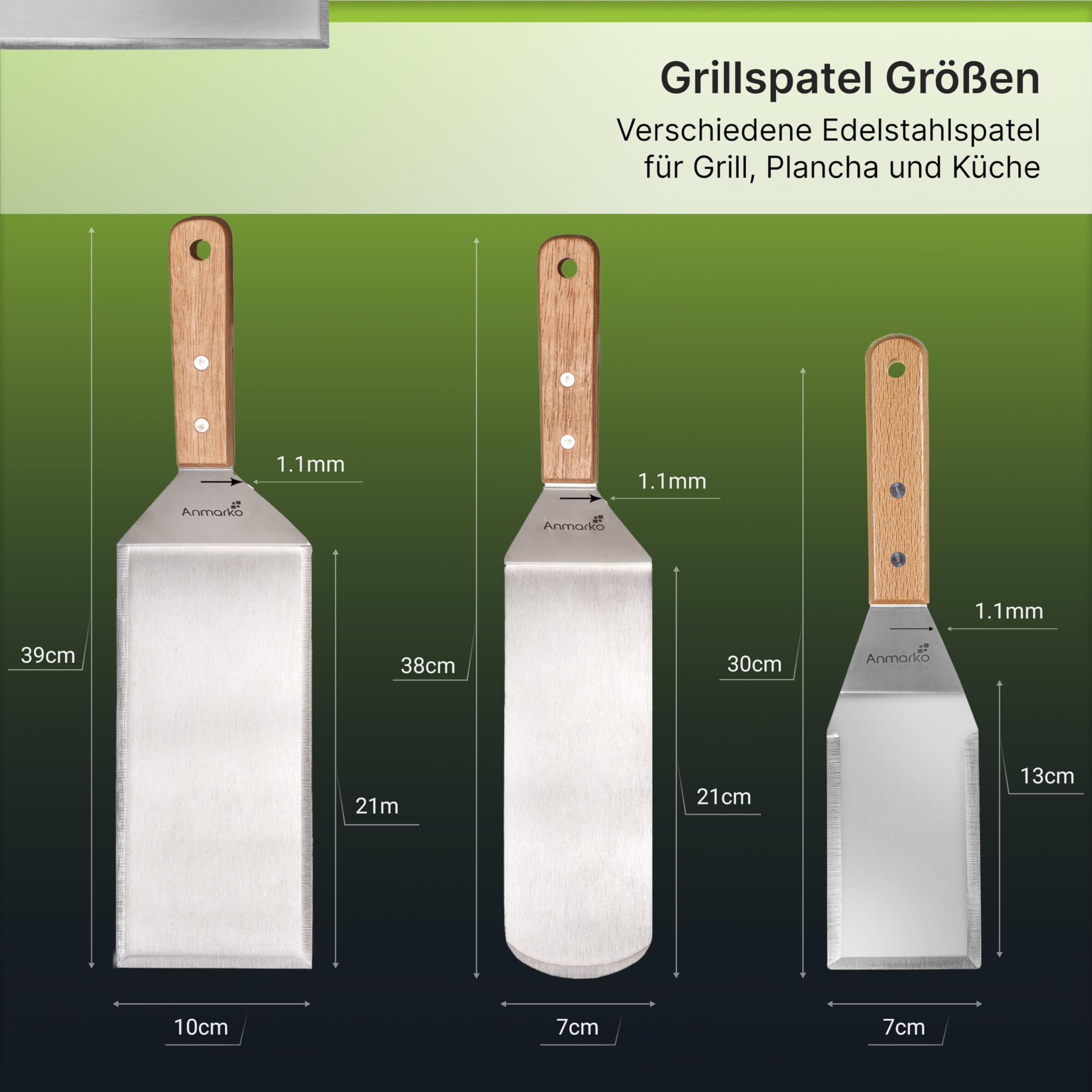 Edelstahl Metall Pfannenwender Set - Grillschaber Flachspachtel Pfannkuchen Flipper Hamburger Pfannenwender - Metall Utensil ideal für BBQ Grill flache Oberseite Gusseisengrill - Zubehör