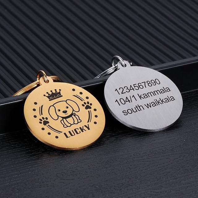 Foto 3 de 8 de krui Collar Perro Personalizado con Nombre,Placa Perro Grabada,Collares para Perro Personalizados,Chapa Perro…