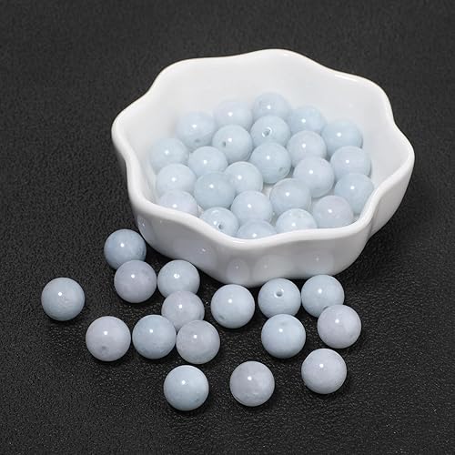 Miniatura 3 de Aproximadamente 45 cuentas de piedra natural de 516 pulgadas (8 mm) con cuentas de aguamarina que son piedras preciosas para hacer joyería, pulseras