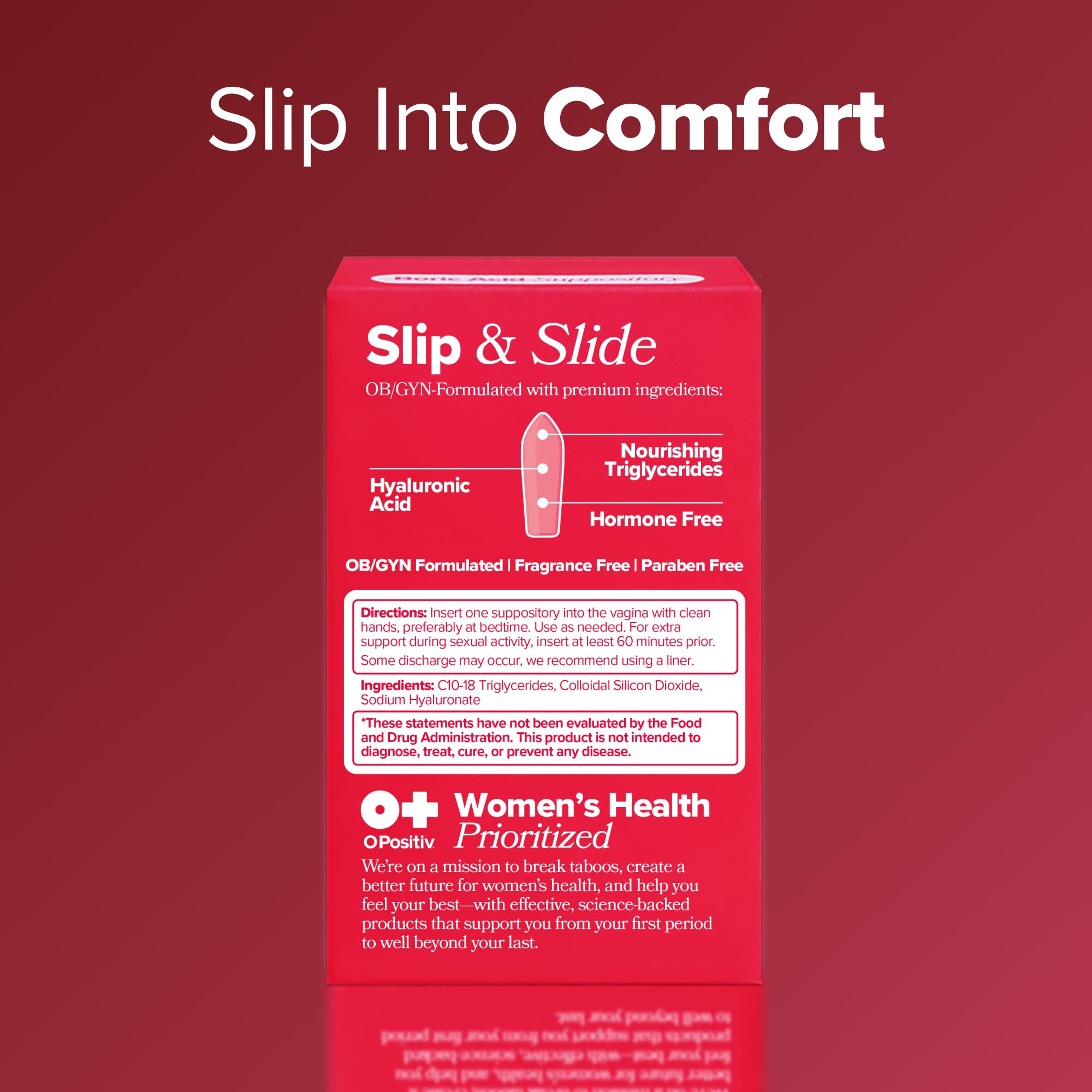 O Positiv URO Vaginal Moisture Hyaluronic Acid Suppository Support Vaginal Hydration, Daily Comfort & Easier Intimacy – 10 Suppositories