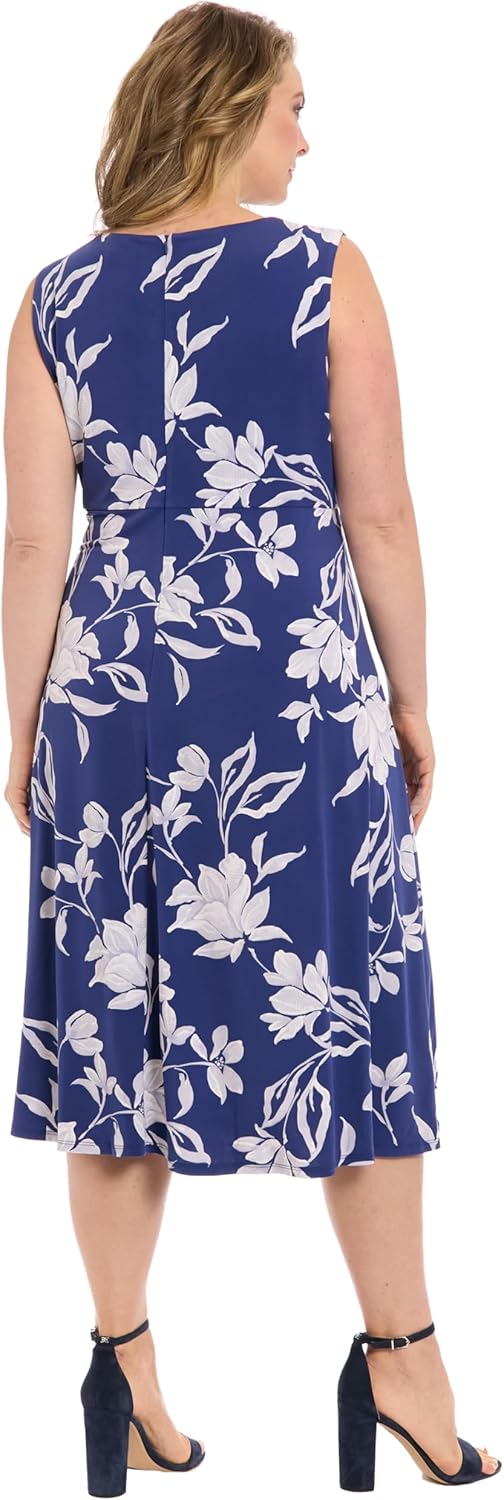 London Times Womens Women's Sleeveless Fit and Flare Pleated Midi - Keyhole Detail Neckline - Wedding Guest Dress - Image 3