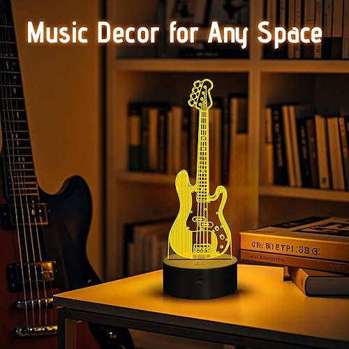 Miniatura 2 de Guitarra eléctrica, luz nocturna para hombres, lámpara de ilusión de decoración de guitarra con control remoto, temporizador y atenuador, regalos
