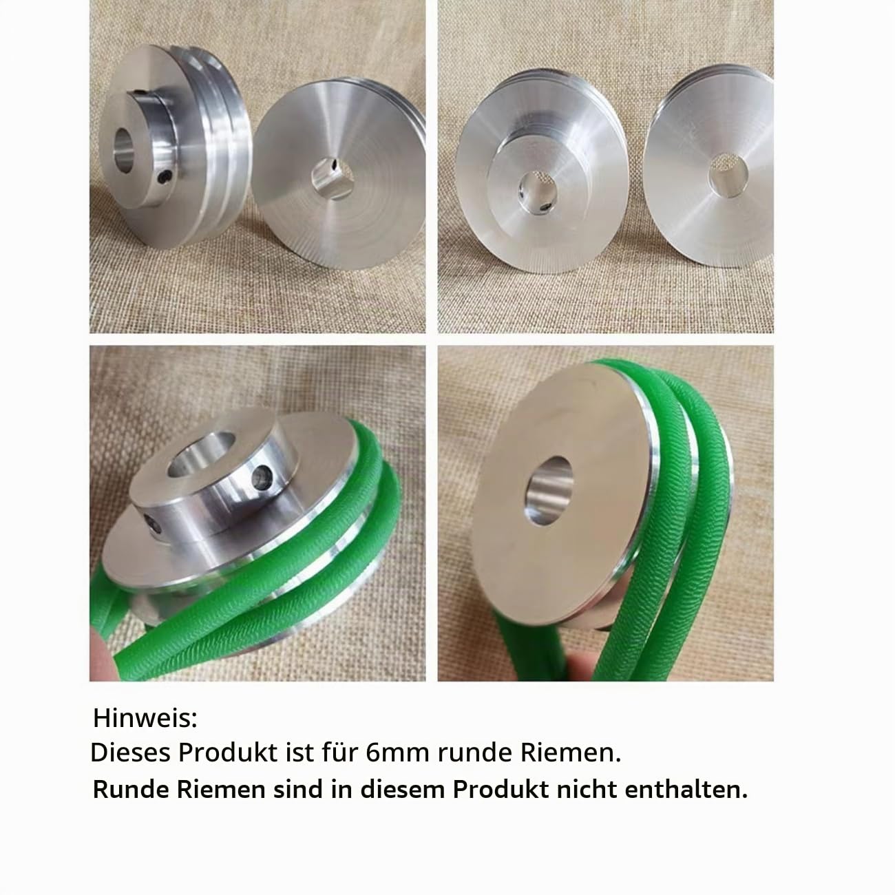 CHANCS Aluminiumlegierung Doppelriemenscheibe Keilriemenscheibe 60mm OD 19mm fester Durchmesser Riemenscheibe für Motorwelle 6mm(1/4") PU Rundriemen