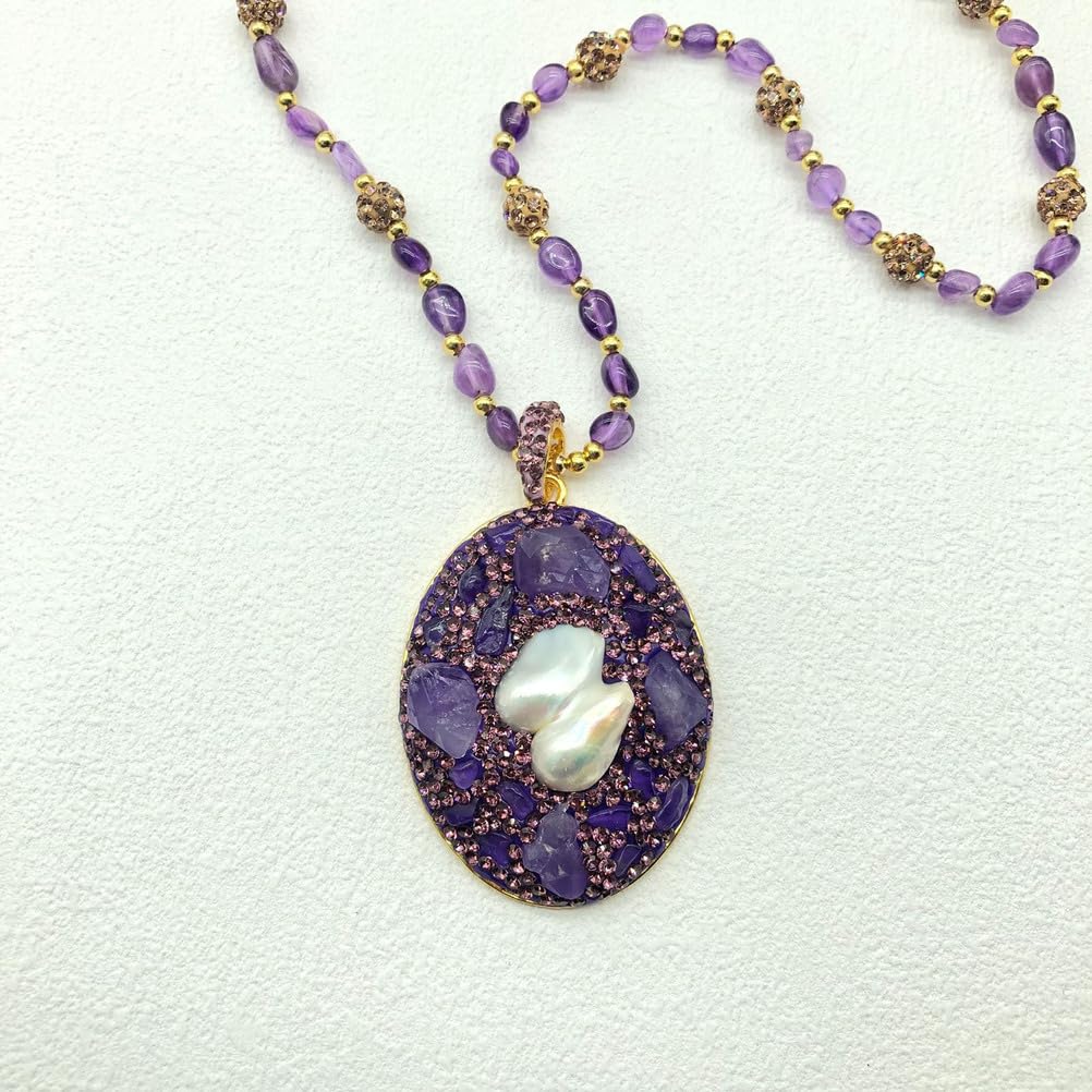 Collar de Amatista para Mujer, Colgante de Cristal Morado Natural para protección, energía Espiritual, Enfoque Tranquilo, meditación de Equilibrio de Chakras, Elegante Regalo