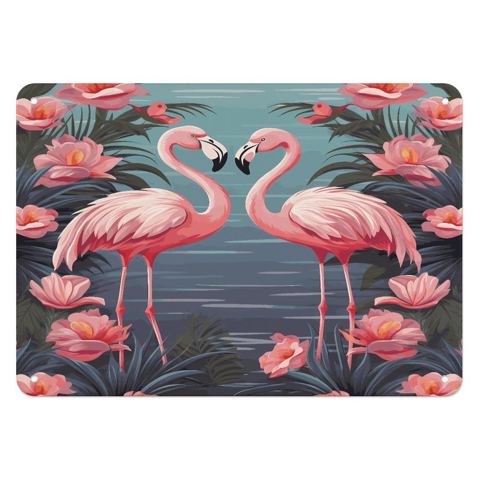 Fodpand Style Flock Of Tropical Flamingos Retro Vintage Metal Tin Sign,Wall Art Decor Garden Plaque Poster For Bedrooms Yard Bars Pubs Patios Porches 7.9X5.5 Inch