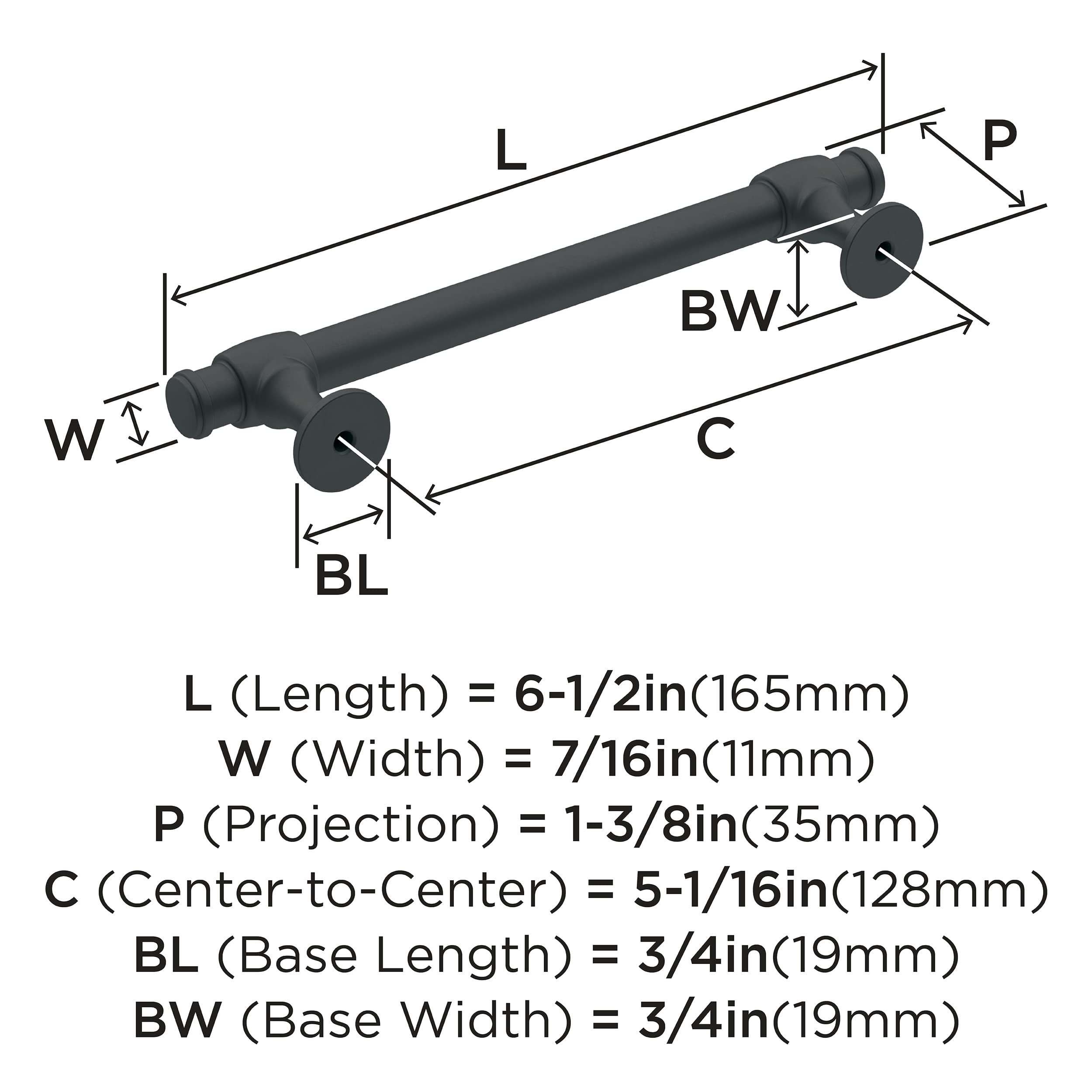 Amerock, Matte Black, 5-1/16in (128mm) Center-to-Center - Image 4