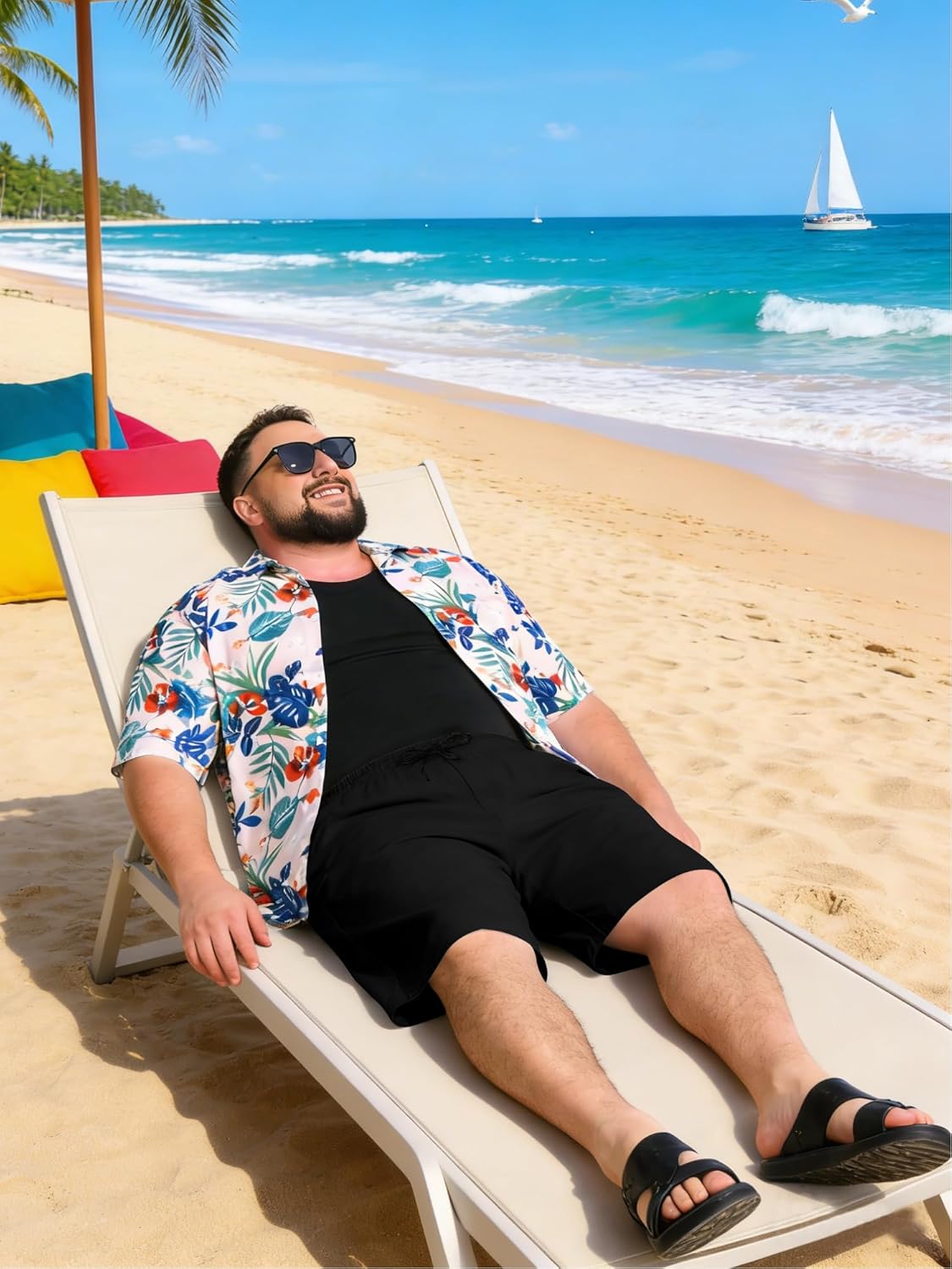 LETAOTAO Big and Tall Swim Trunks for Men Plus Size Bathing Suits with Mesh Liner Swim Board Shorts 2X-7X
