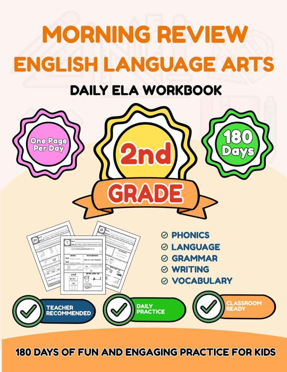 Morning Review: English Language Arts 2nd Grade: 180 Days of Grammar, Reading Comprehension, Phonics & Writing – Daily Morning Work Workbook for Grade 2