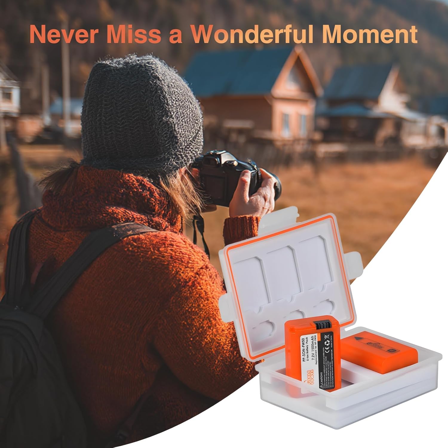 Pickle Power 1500mAh NP-FW50 Battery 2 Pack for Sony ZV-E10 A6500 A6400 A6300 A6000 A7 A7II A7RII A7SII A7S A7R A7R2 NEX-3 NEX-5 Cameras - Image 6