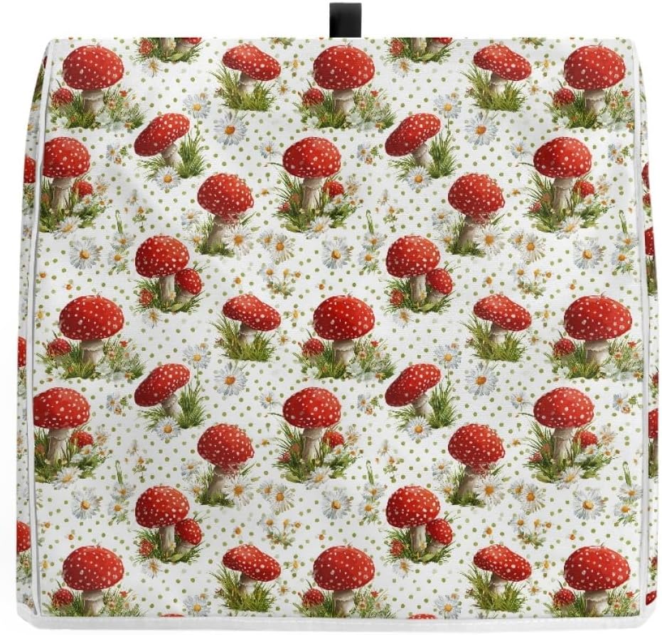 Dust Cover Compatible with Stand Mixer, Cloth Cover with Pockets for Stand Mixer and Extra Accessories (Mushroom, XS(for 4.5-5 qt Mixer))