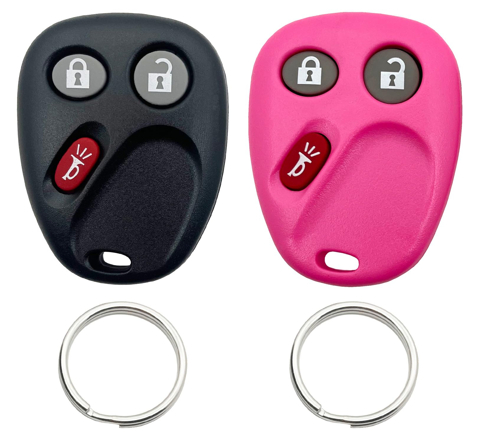 Replacement Key Fob Shell Keyless Entry Remote Car Key Fob Case Fits for Chevy Tahoe Suburban Silverado/GMC Sierra Yukon/Cadillac Escalade/Pontiac Torrent/Saturn Vue Pad Cover (Black + Pink)