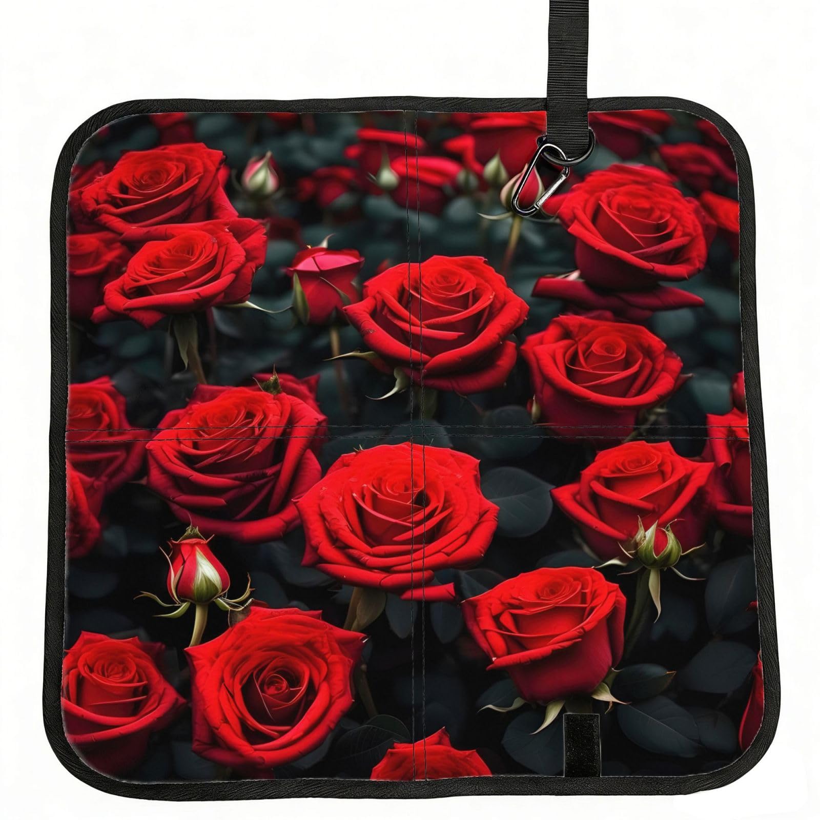 NImongt Many Red Rose Print Portable Chair Pad Foldable Seat Cushion Outdoor Seating Office Picnic Camping
