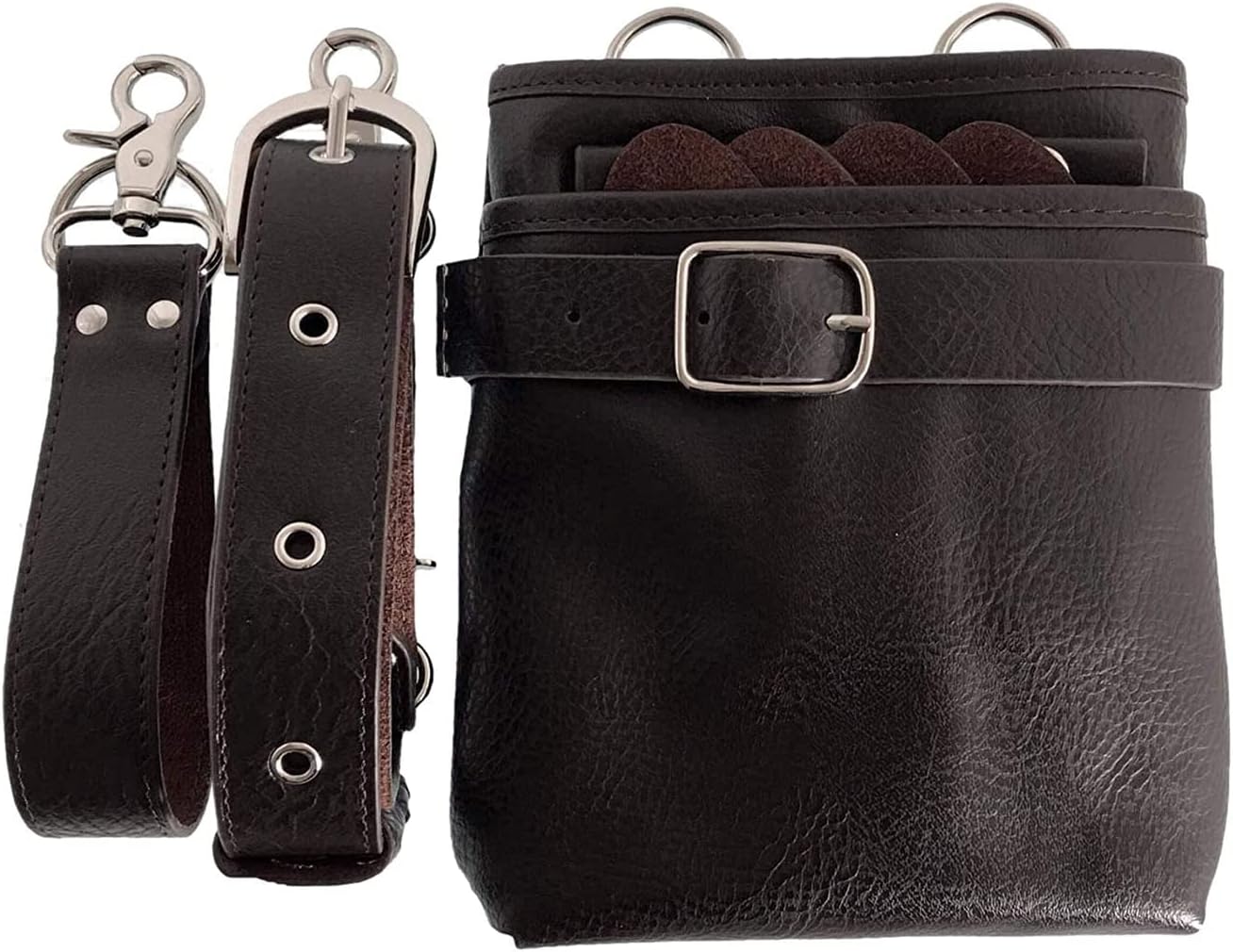 Scissors Storage Bag，Barber Beauty Salon Tool Bag,Genuine Leather Hair Scissor Holster Hairdressing Pouch Clips Comb Case