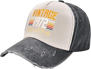 Vintage 1972 Original Parts 50th Birthday Cool Cowboy Hat Men Vintage Washed Baseball Caps Women Trucker Hat Dark Red