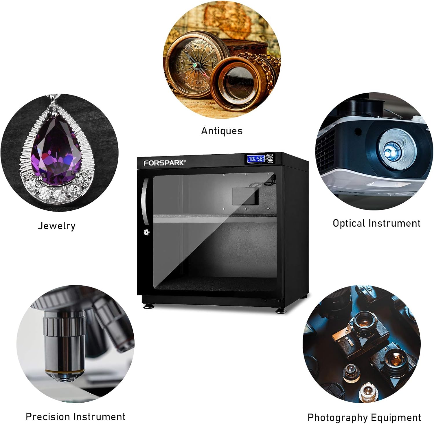 Buy 1 get 1 FORSPARK® Camera Dehumidifying Dry Cabinet |8W 80L-Noiseless & Energy Saving - For Camera Lens & Electronic Equipment Storage
