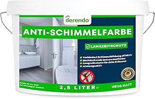 Anti Schimmel Farbe weiß innen 2.5 Liter Wandfarbe Badezimmer Feuchtraumfarbe Schimmel-Stopp Langzeitschutz Schimmelentfernung 2,5l