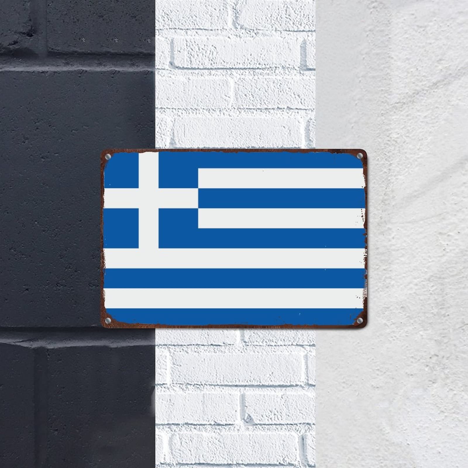 Vintage Blechschild Rhodos Griechenland - Retro Wanddekoration 20x30cm | Wetterfest Für Garten, Wohnung & Bar