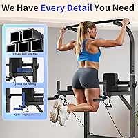 Vista 6 de Pull Up Bar Power Tower Dip Station, Adjustable Strength Training Equipment for Home Gym Workout, Multi-Function Pull Up and Dip Bar