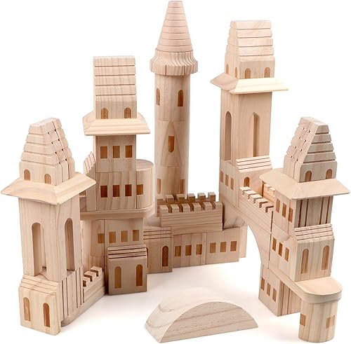 Garlictoys Bloques grandes de castillo de madera de 60 piezas, caballeros medievales, princesas, castillo de madera, bloques de construcciĂłn para Garlictoys Bloques grandes de castillo de madera de 60 piezas, caballeros medievales, princesas, castillo de madera, bloques de construcciĂłn para