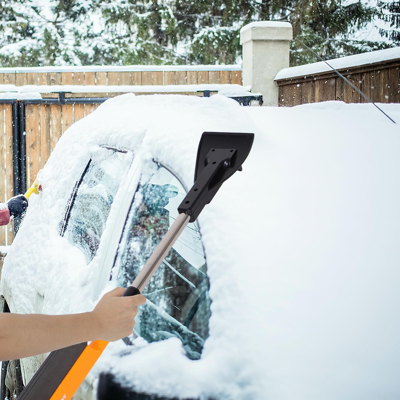 Housoutil 4 Pezzi Raschietto per Ghiaccio Auto in Lega di Alluminio e ABS Multifunzionale per Rimozione Neve e Sbrinamento Parabrezza per Manutenzione Invernale Auto e Tetto