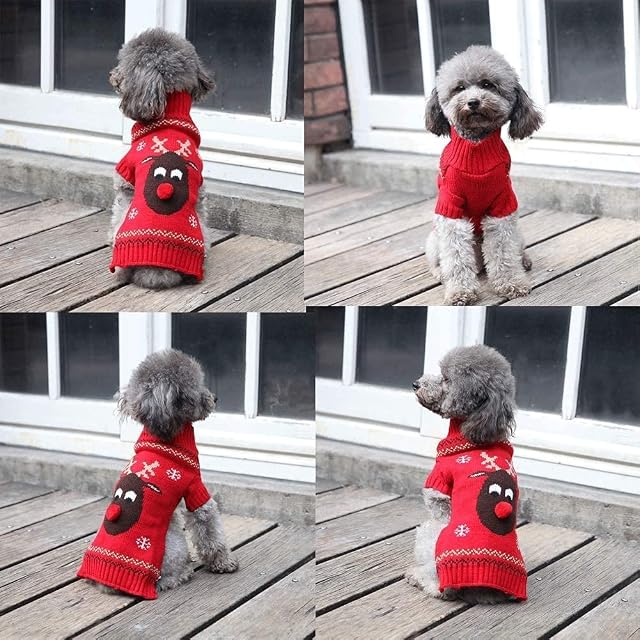 Foto 4 de 4 de Abrrlo - Disfraz de Perro, Ropa de algodón, suéter de Fiesta, día de Navidad, Invierno, Abrigo de Punto…