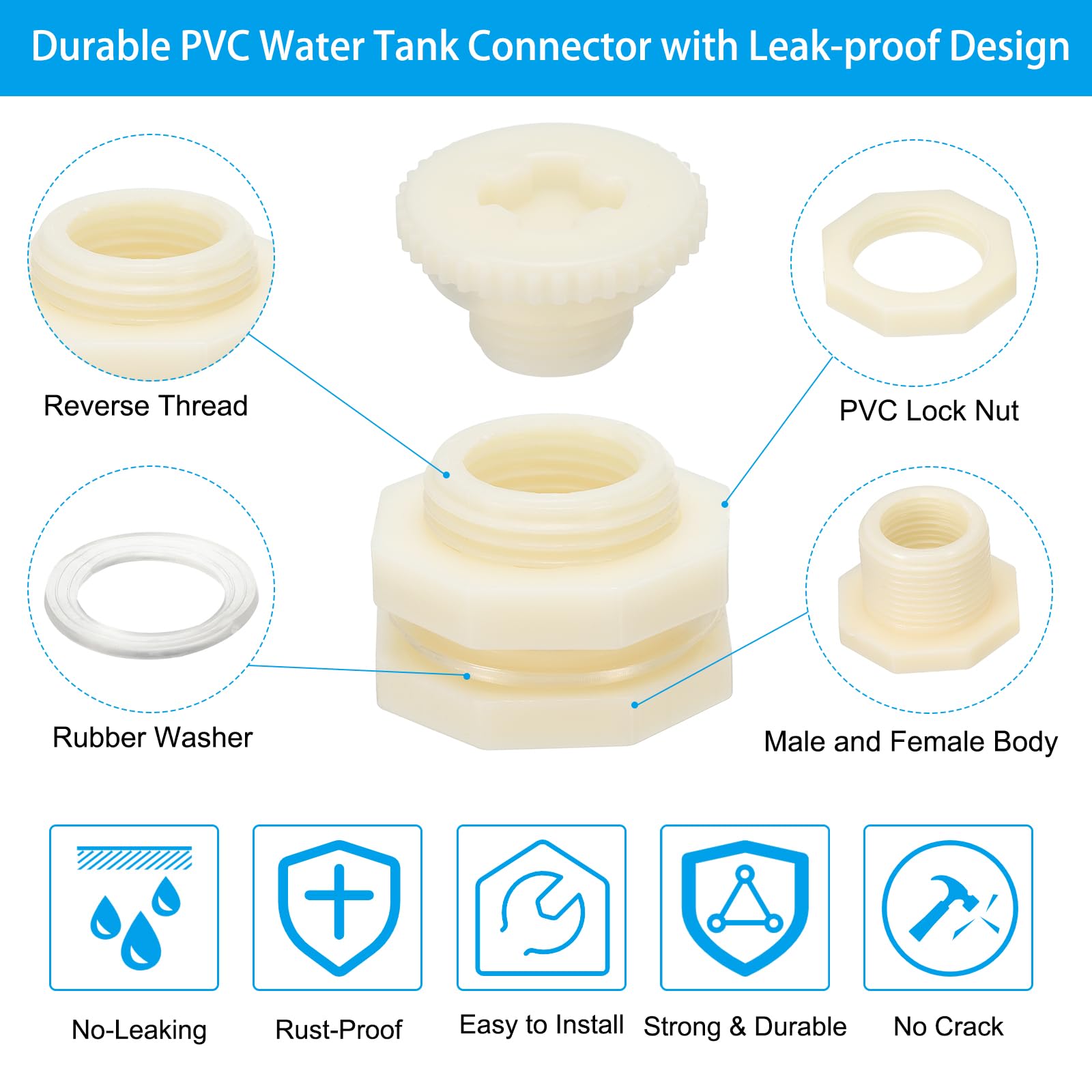 PATIKIL ABS Bulkhead Fitting G 1/2 - Image 3