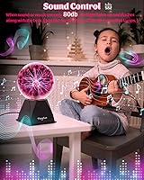 Vista 2 de Theefun Bola de Plasma: Verdadera Bola de 6 Pulgadas con Base de 3.5 Pulgadas, Globo de Plasma Regalos de Navidad Lámpara Sensible al Tacto y Sonido