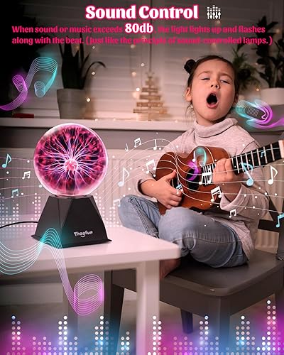Miniatura 2 de Theefun Bola de plasma bola de 6 pulgadas con base de 3.5 pulgadas, globo de plasma, regalos de Navidad, lámpara sensible al tacto y al sonido, luz