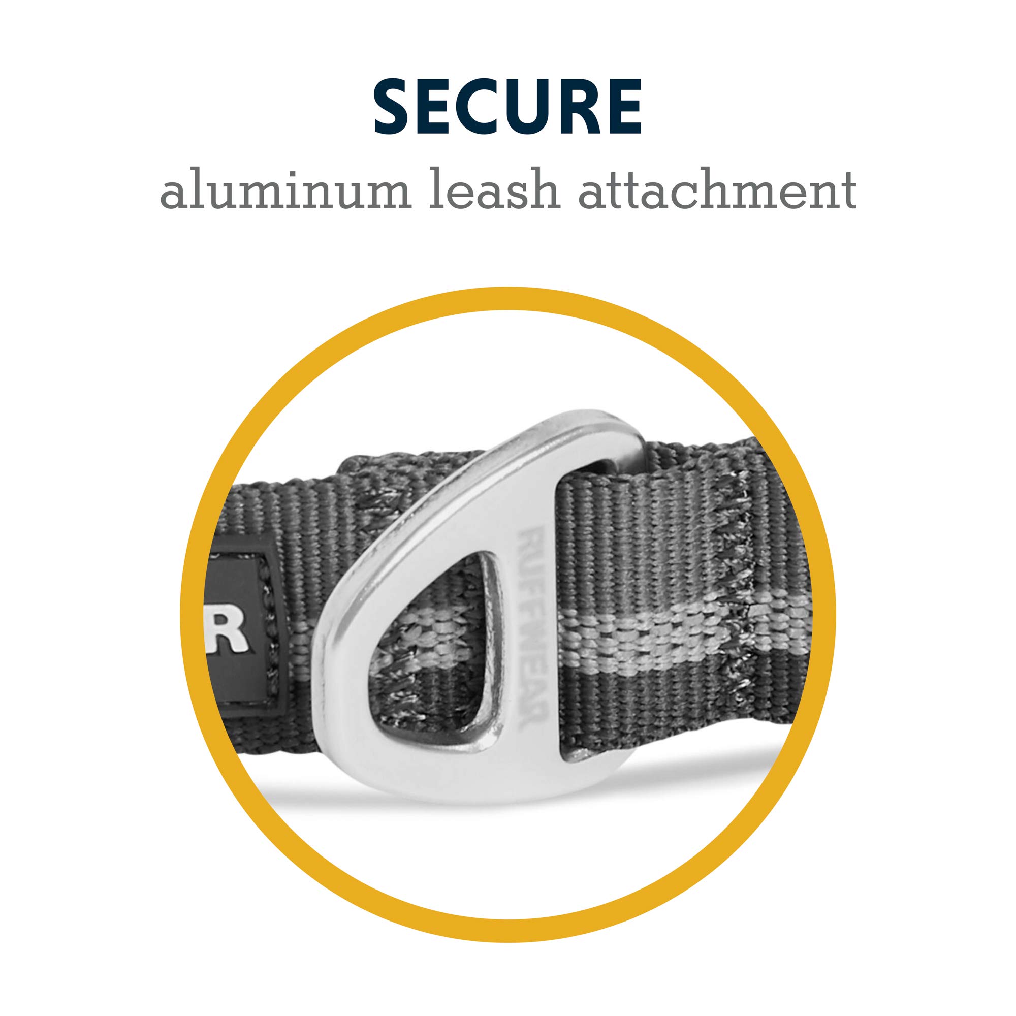 RUFFWEAR Crag Hundehalsband, Reflektierendes und Bequemes Halsband für den Täglichen Gebrauch, Granitgrau, 51–66 cm