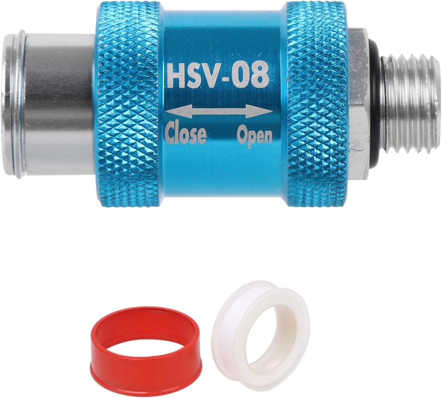Bstinay HSV-08 1/4" Thread Aluminum Flow Control Hand Manual Slide Valve Blue Sliver