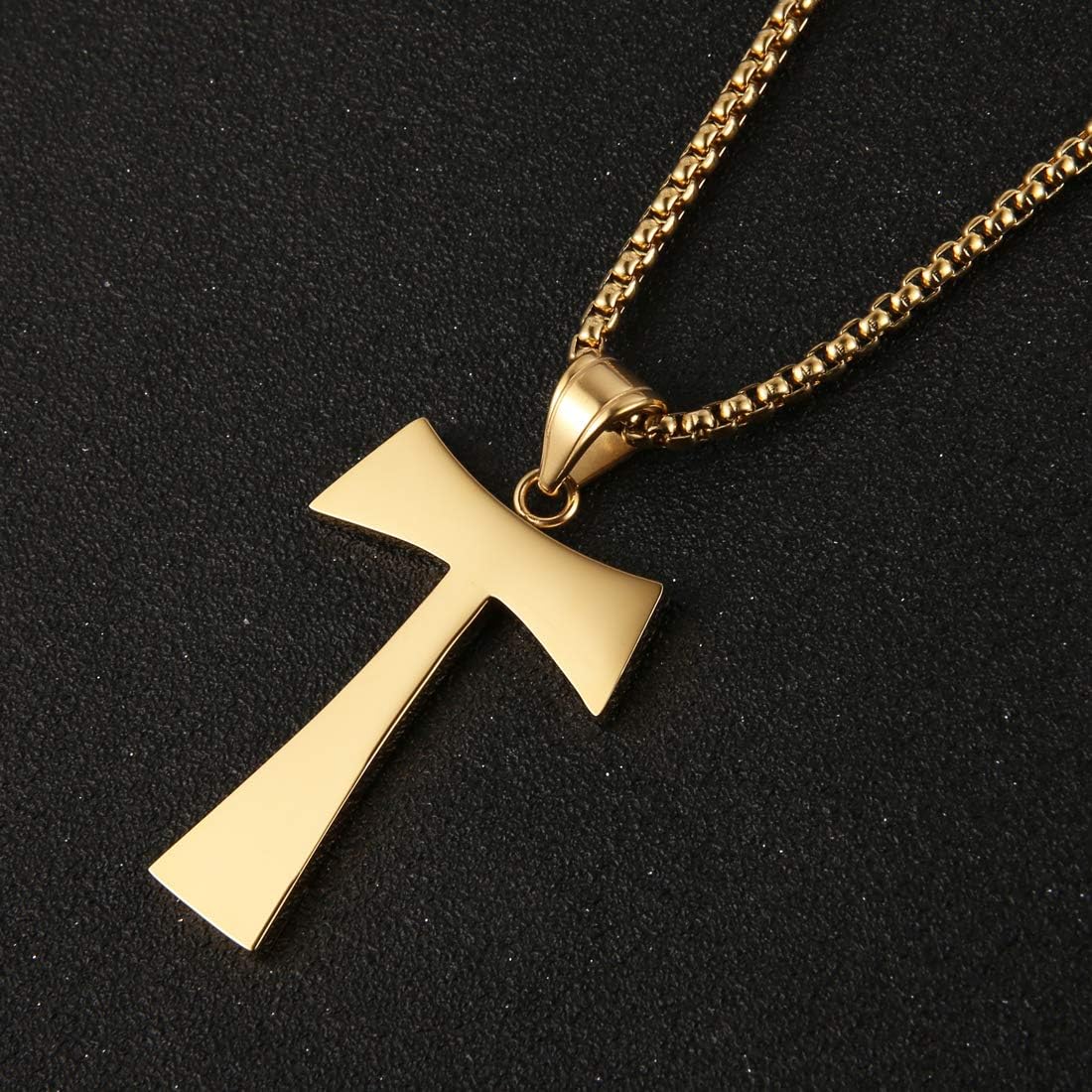 HZMAN Christian Tau Tao Cross Franciscan Stainless Steel Pendant Necklacee 22+2 Inch, 3 Colors