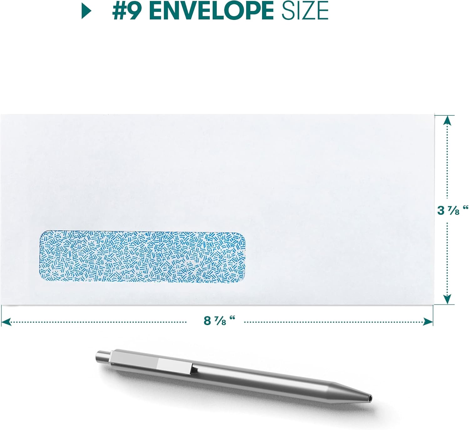 1000 Custom Printed #9 Single Left Window Envelopes, Gummed Seal, for Quickbooks Invoices, Checks and Return Mail, Text and Logo Customization, 24lb, 3 7/8 x 8 7/8 Inches - White Envelopes