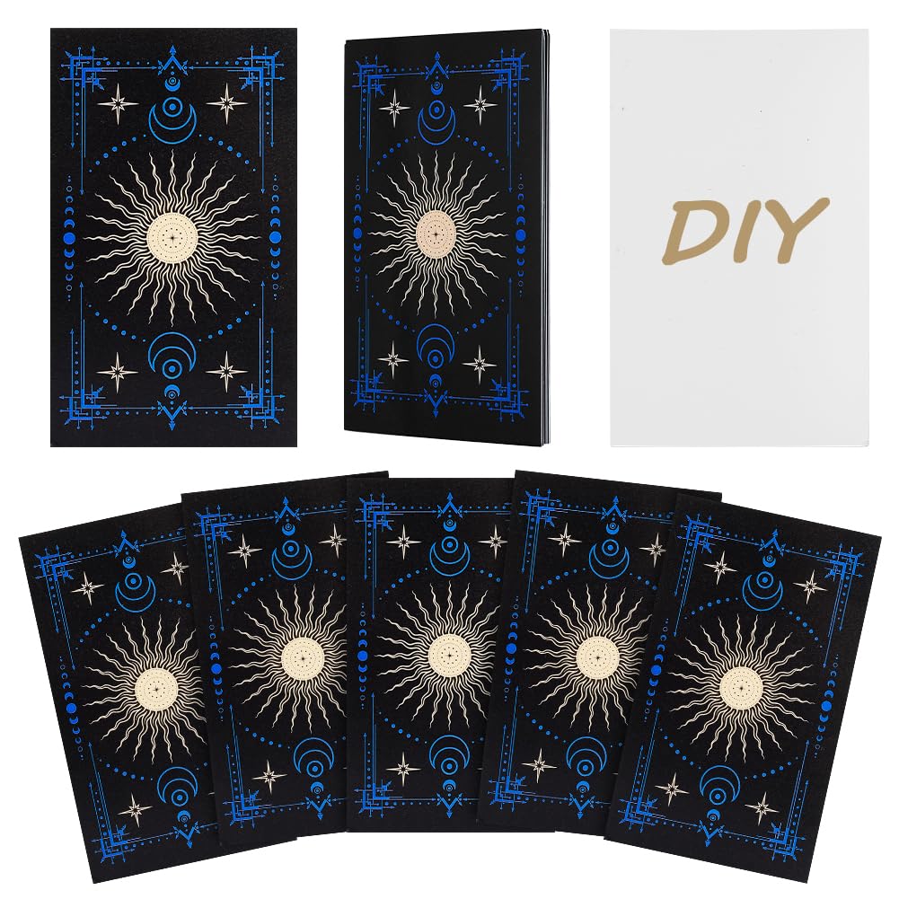 NBEADS 120Pcs Blank Tarot Cards with Design on Back, Blank Oracle Tarot Cards to Write On DIY for Meditation Workshops Party Activities Creative Gifts, 12x7cm, Sun and Star