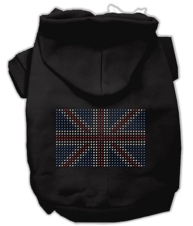 Mirage Pet Products 14-Inch British Flag Hoodies, Large, Black