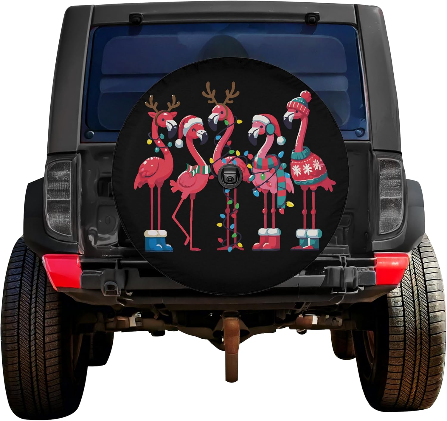 ThangPham Shop Christmas Flamingo Spare Tire Cover with/Without Backup Camera Hole – Flamingo Art Tire Cover
