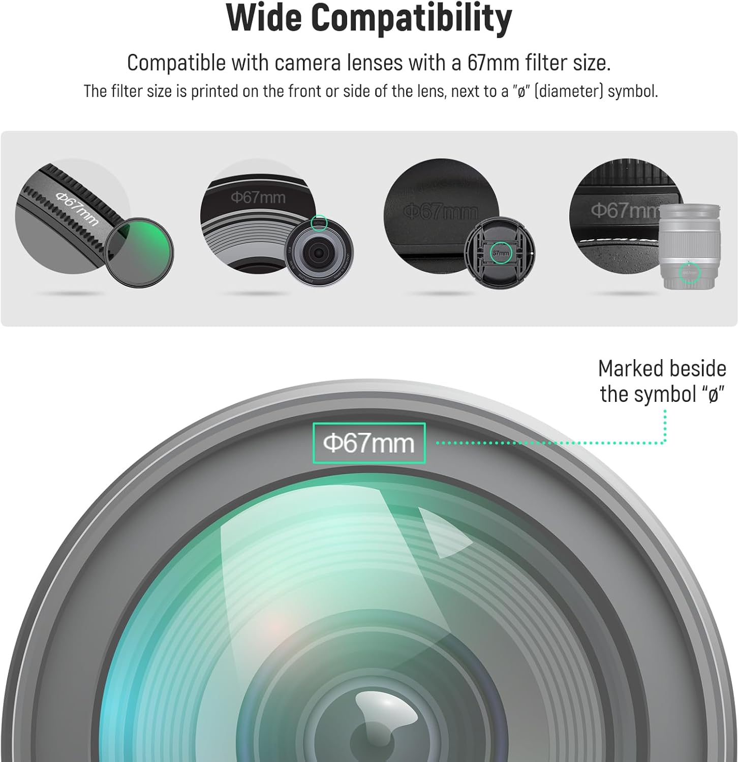 Neewer 67mm Lens Cap Kit (2 Pack), Lens Cover with Anti Loss Strap and Cleaning Cloth, Compatible with Canon Nikon Sony Fujifilm Panasonic Camera Lens of 67mm Diameter