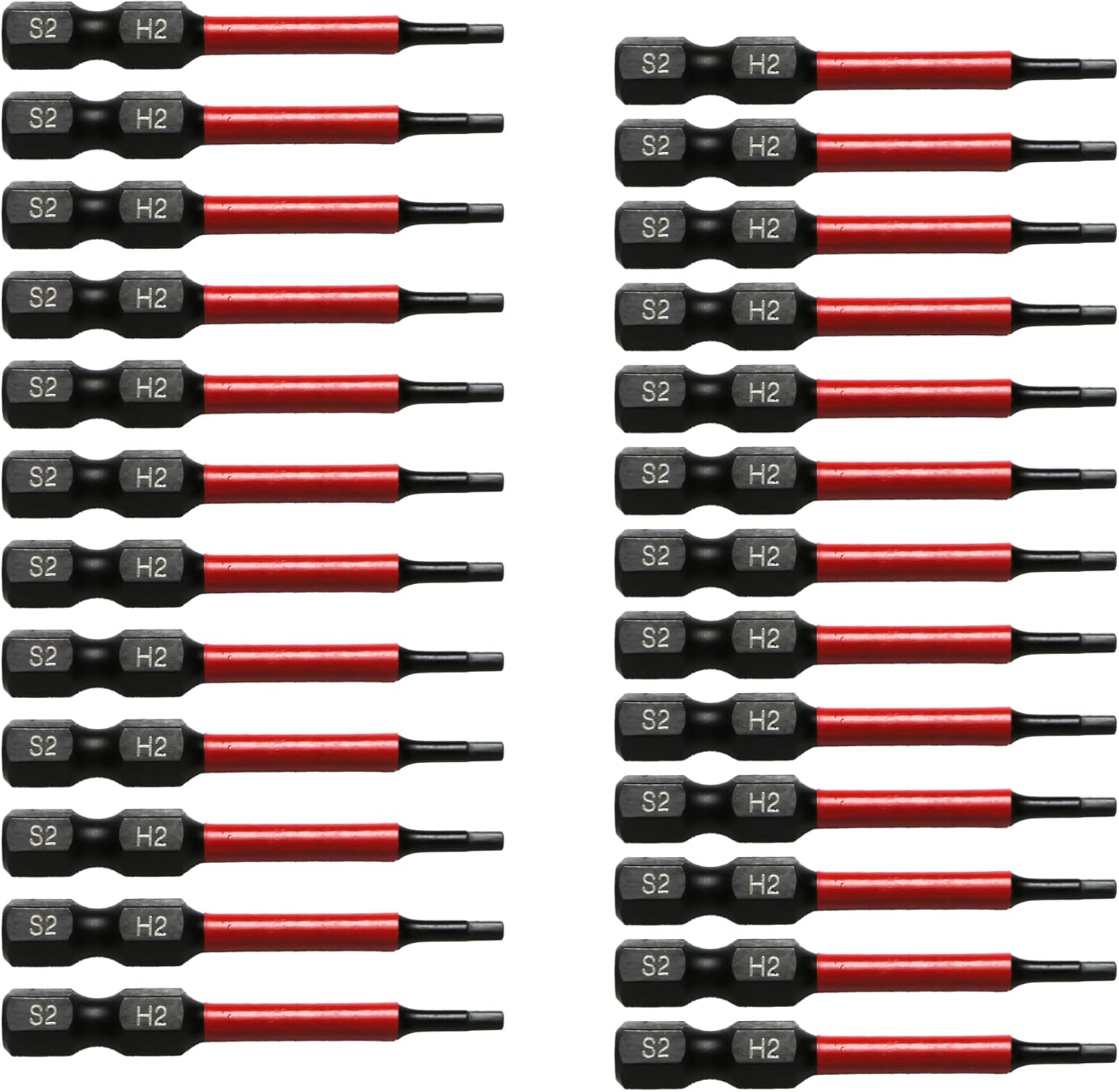 TMAX 25 pc H2 H-2mm Hex Head Allen Wrench Black High Torque Impact Screwdriver Insert Bits Set S2 Steel Torsion Resistant, 2 Inch Long, 1/4 Inch Hex Shank with Quick Release Slot