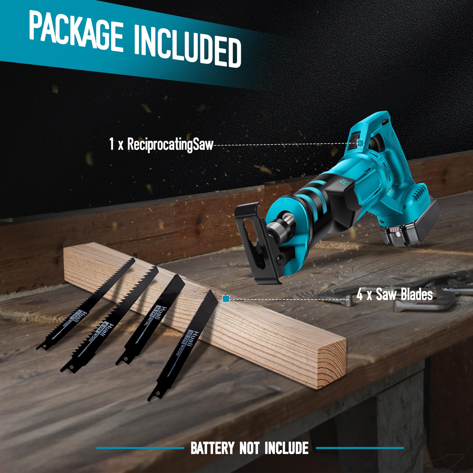 WingFly Sierra Sable Inalámbrica para Makita 18 V Batería, Sierra Alternativa Profesional con 4 Hojas de Sierra, 3000 rpm, Sierra Recíproca Eléctrica con Velocidad Variable