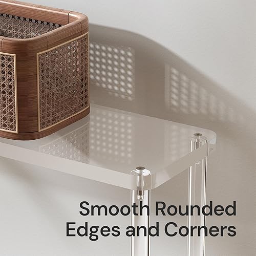 Miniatura 5 de Mesa consola estrecha de acrílico para entrada, 7.6 pulgadas de profundidad x 39.4 pulgadas de ancho x 31.5 pulgadas de alto, patas cilíndricas,