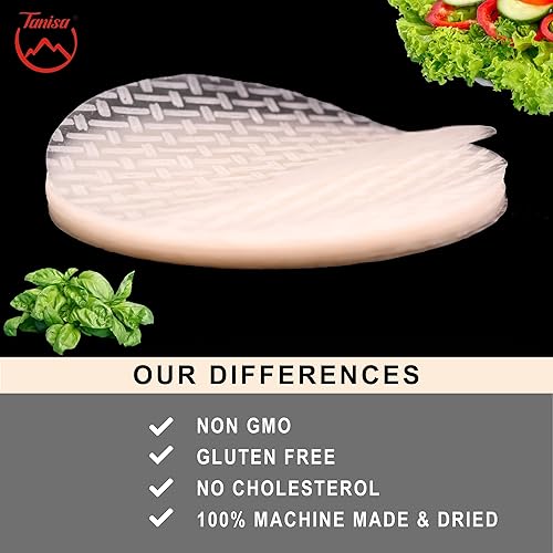 Miniatura 5 de TANISA 76 hojas  2 paquetes de envoltorios de papel de arroz para rollos de primavera, hojas de papel de arroz, wonton sin gluten, rollos frescos