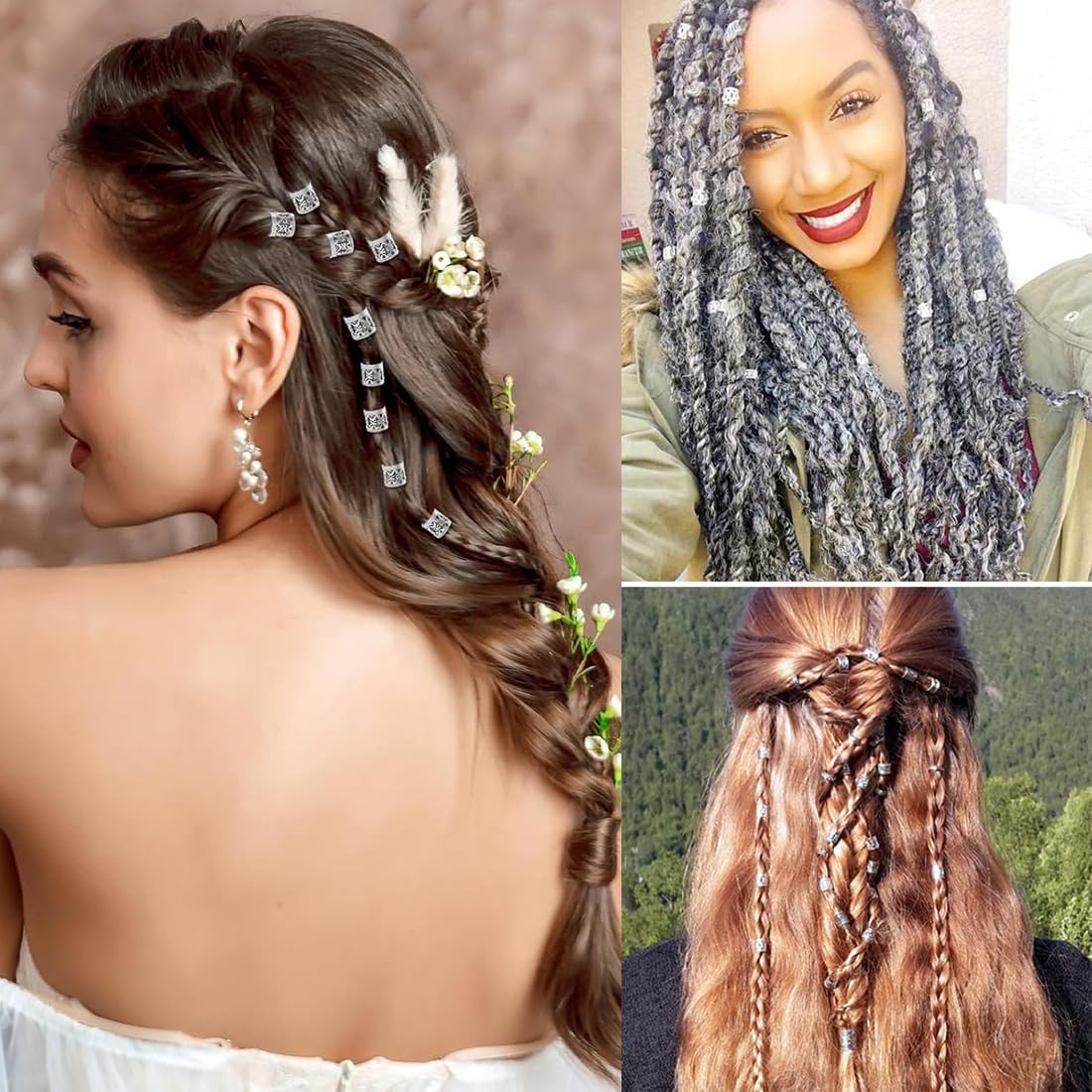 Dreadlocks joyas, 40 piezas de accesorios para el pelo para trenzas, puños de metal ajustables, joyas para el cabello, clips en espiral para rastas para hombres, mujeres, niñas y niños (40 unidades)