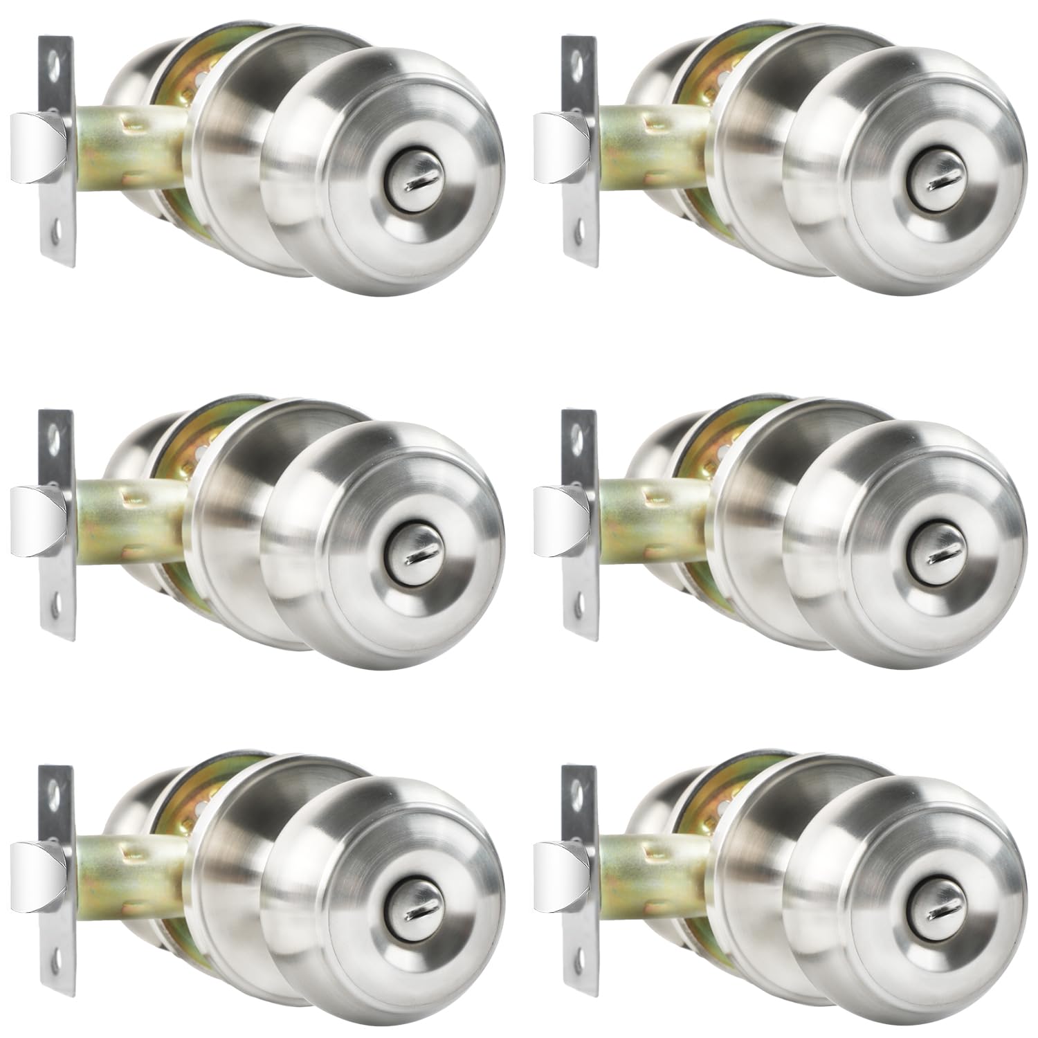 Satin Nickel Privacy Door Knobs - 4 Pack Locksets -14