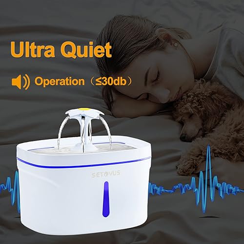 Miniatura 7 de Fuente de agua para gatos, fuente de agua automática para mascotas de 84 oz2.5 L para gatos en el interior, fuente de agua para gatos con luz LED