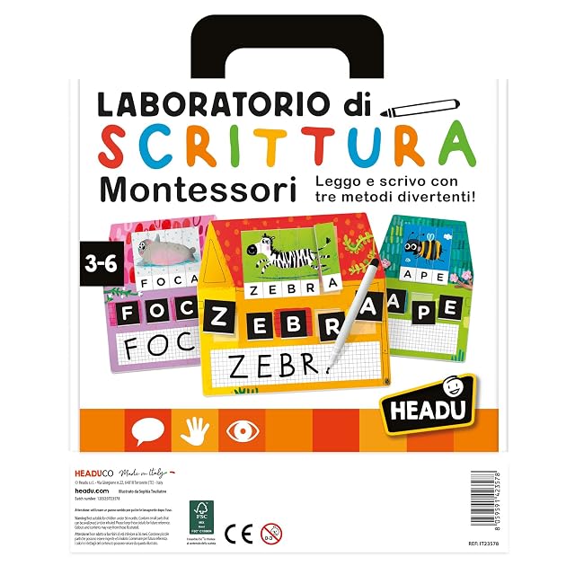 Foto 5 de 7 de Headu - Laboratorio de Escritura Montessori Juego Educativo, Multicolor (IT23578), Idioma Italiano