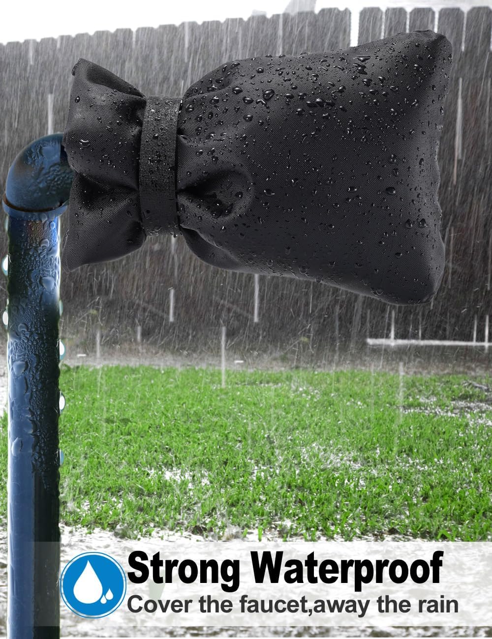 Wohohoho Outdoor Faucet Covers for Winter, 4 Packs Pro 10" H x 7" W Black Outside Faucet Cover Freeze Protection, Reusable Waterproof Insulated Spigot Cover, Thickened Garden Faucet Socks Hose Bibs image 5