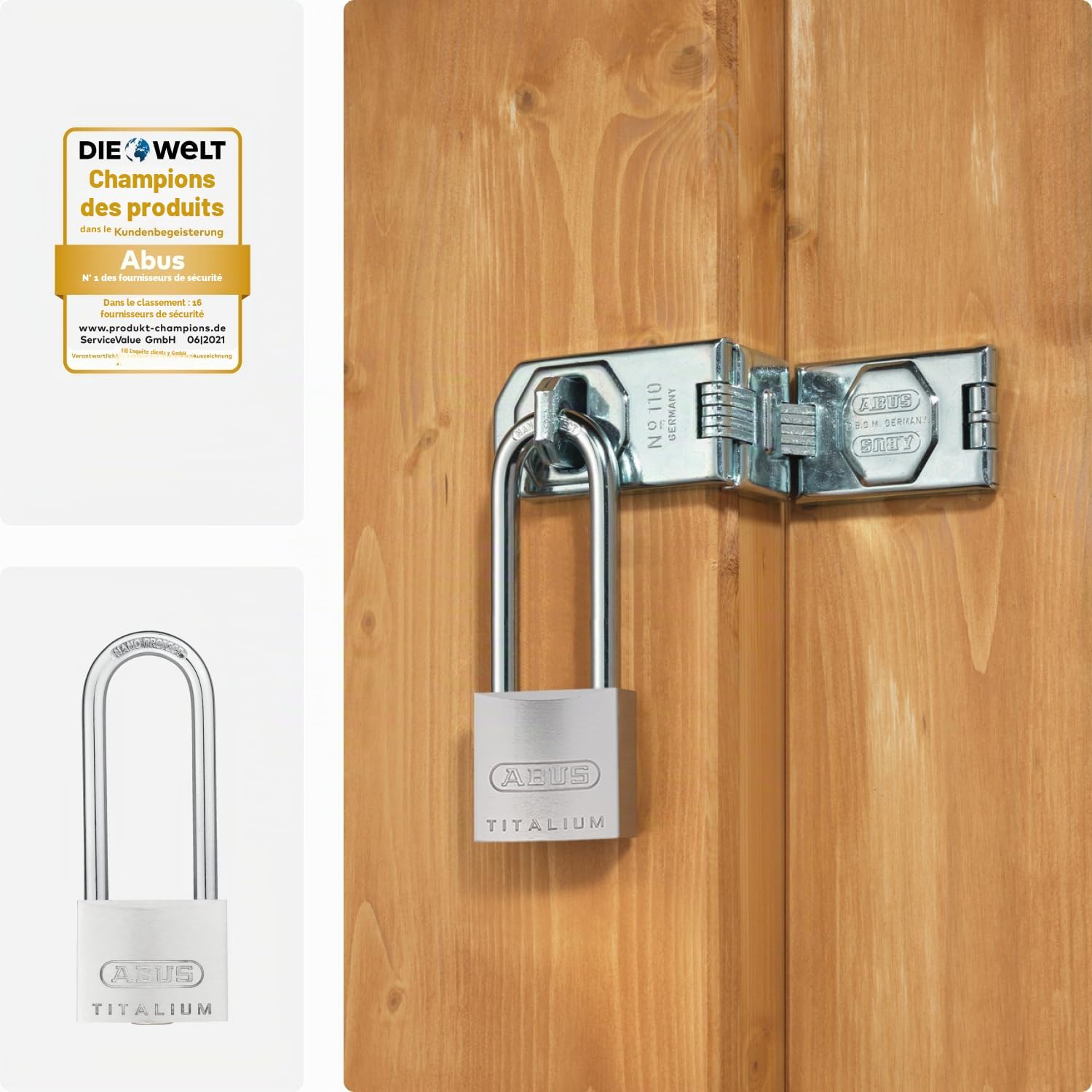 Abus 64TI/40hb63 40 x 63 mm Titalium Cadenas avec clé Unique à Anse Longue Ka6412